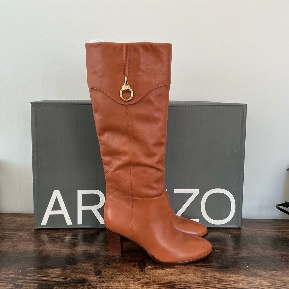 Arezzo Women's Vivian Mid Block Heel Boots - Caramel - Picture 7 of 8